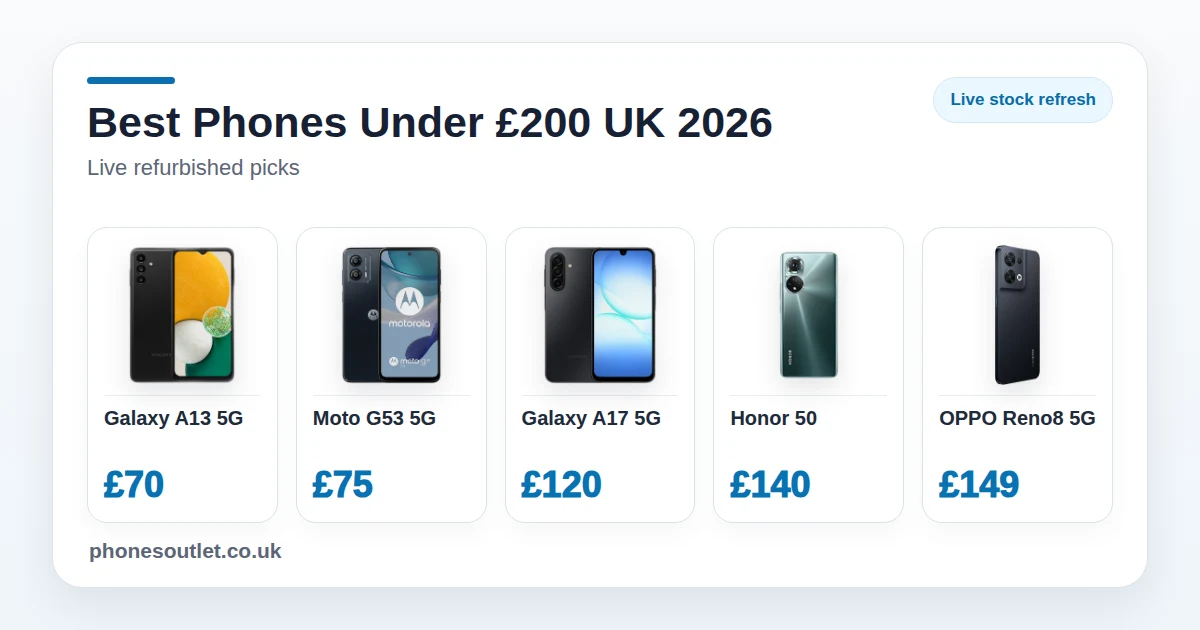 Best Phones Under £200 UK 2026 - Live Stock Picks